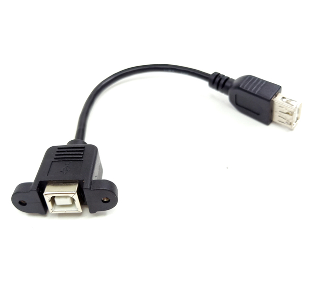 Lekap panel USB 2.0 A kabel sambungan perempuan ke B perempuan dengan skru