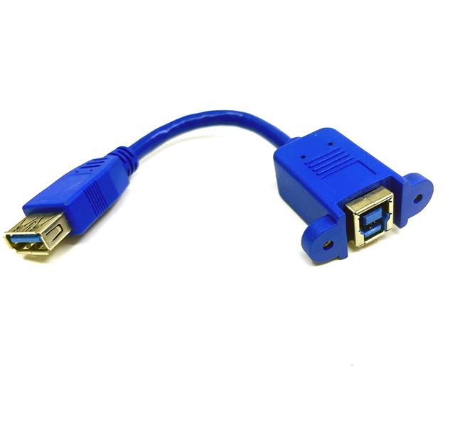 USB 3.0 A naaras ja paneelikiinnikkeen B naaraskaapelikokoonpano